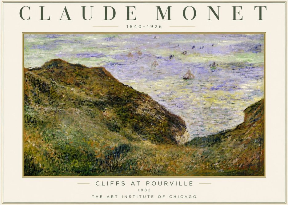 Monet Cliffs at Pourville II No5 - Affiche