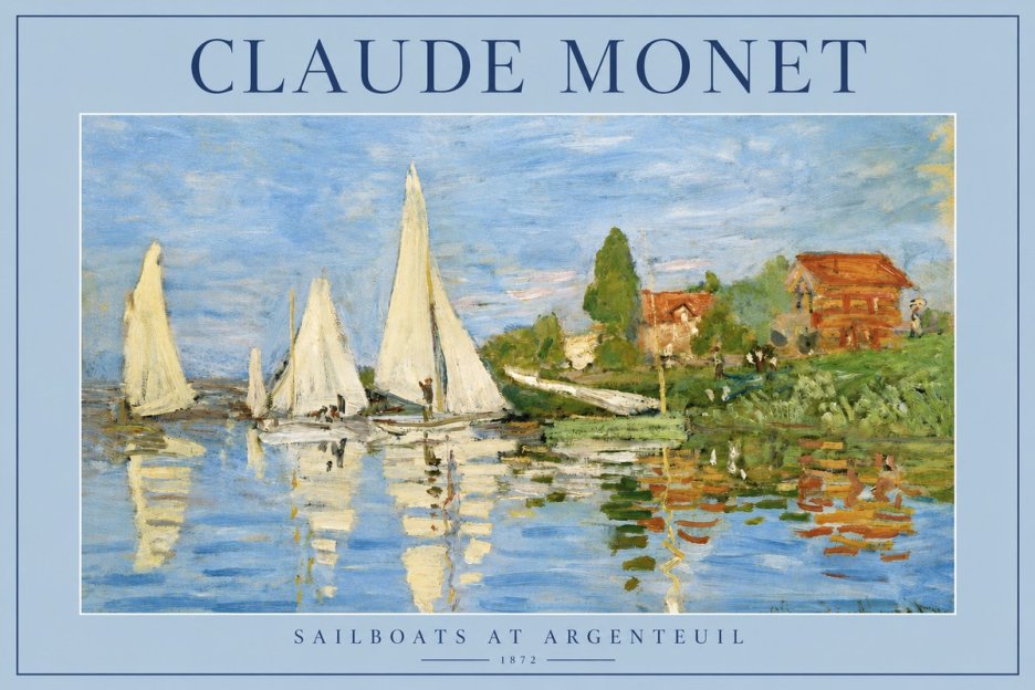 Monet Sailboats at Argenteuil No2 - Affiche