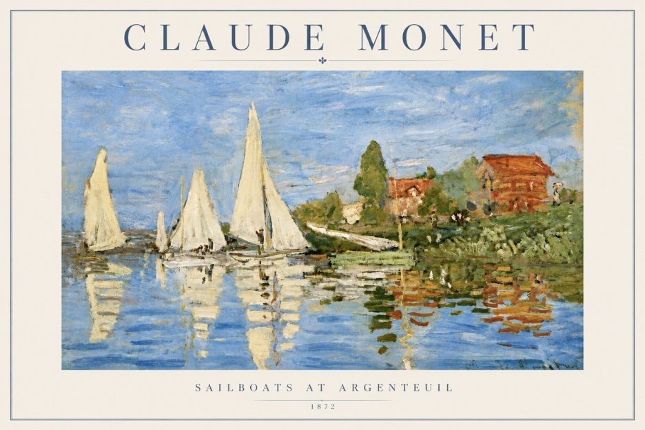Monet Sailboats at Argenteuil No4 - Affiche