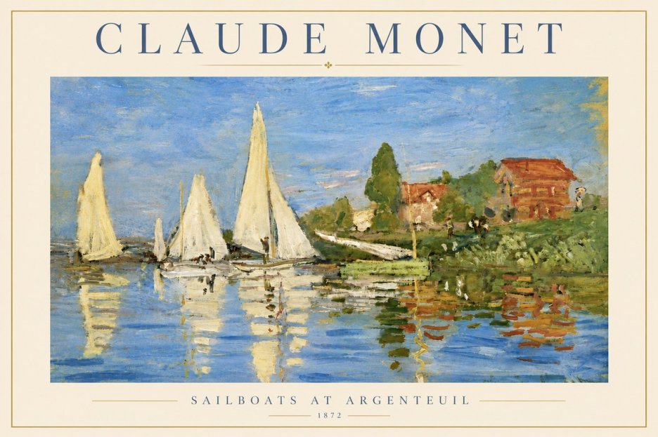 Monet Sailboats at Argenteuil No5 - Affiche