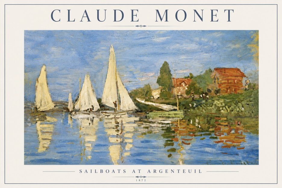 Monet Sailboats at Argenteuil No6 - Affiche