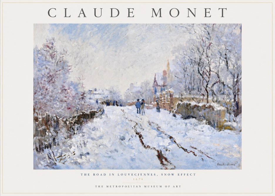 Monet The Road in Louveciennes, Snow Effect No3 - Affiche