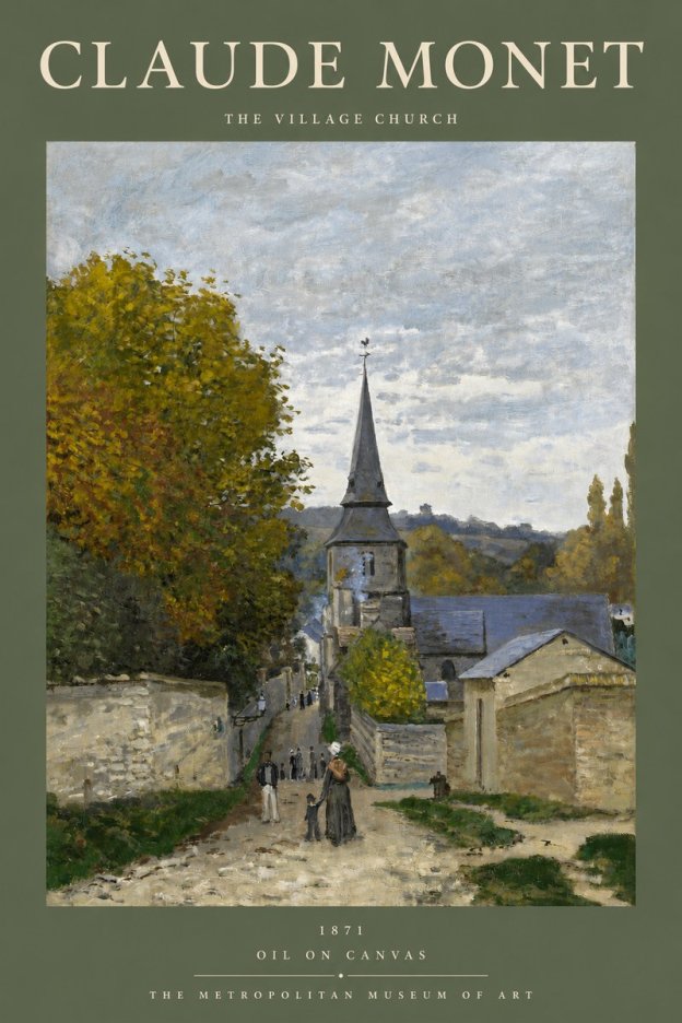 Monet The Village Church No2 - Affiche