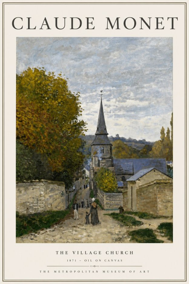 Monet The Village Church No3 - Affiche