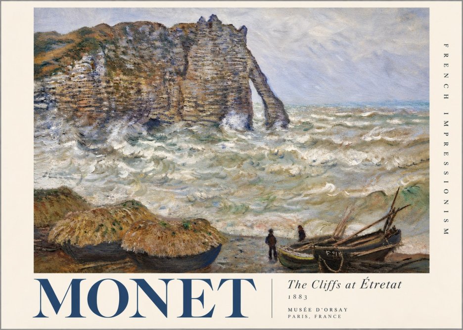 Monet The Cliffs at Etretat No4 - Affiche