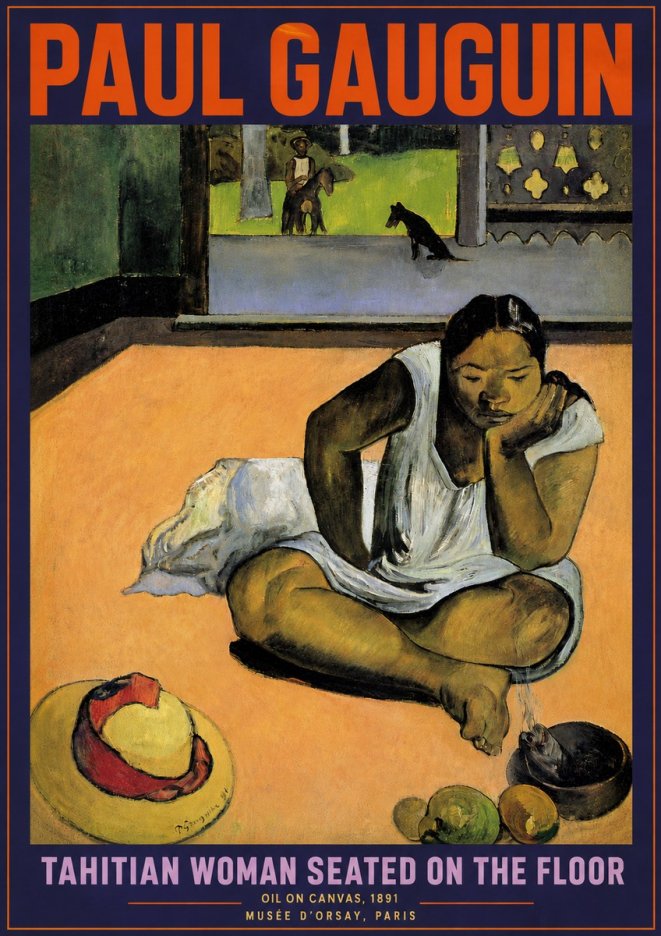 Paul Gauguin Tahitian Woman Seated on the Floor No4 - Affiche
