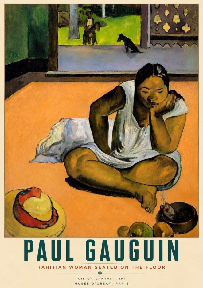 Paul Gauguin Tahitian Woman Seated on the Floor No6 - Affiche