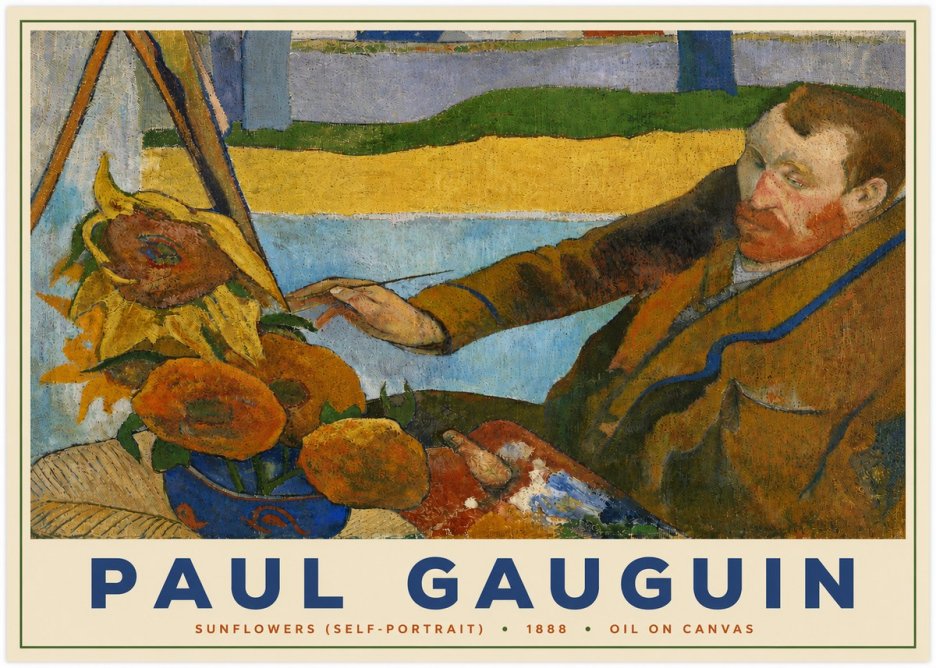 Paul Gauguin The Artist and His Sunflowers No5 - Affiche