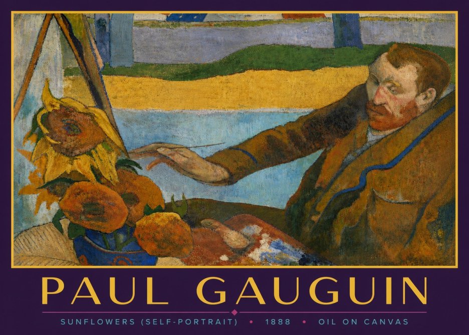 Paul Gauguin The Artist and His Sunflowers No6 - Affiche