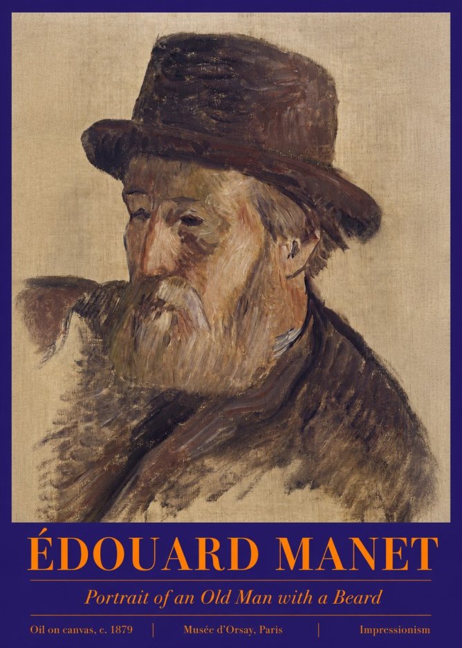 Édouard Manet Portrait of an Old Man with a Beard No2 - Affiche