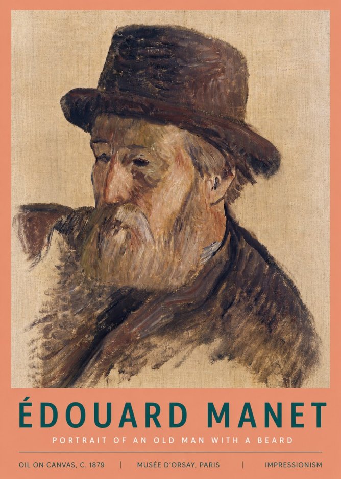 Édouard Manet Portrait of an Old Man with a Beard No3 - Affiche