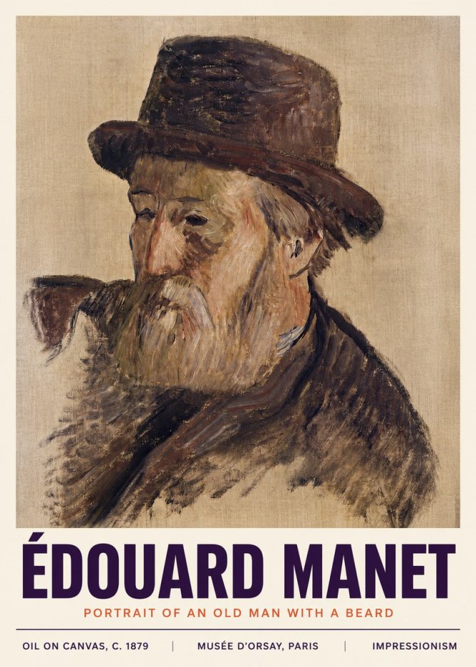 Édouard Manet Portrait of an Old Man with a Beard No4 - Affiche