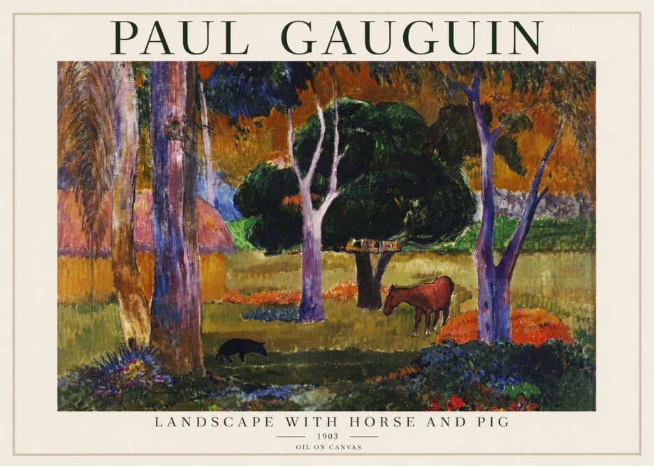 Paul Gauguin Landscape with Horse and Pig No1 - Affiche