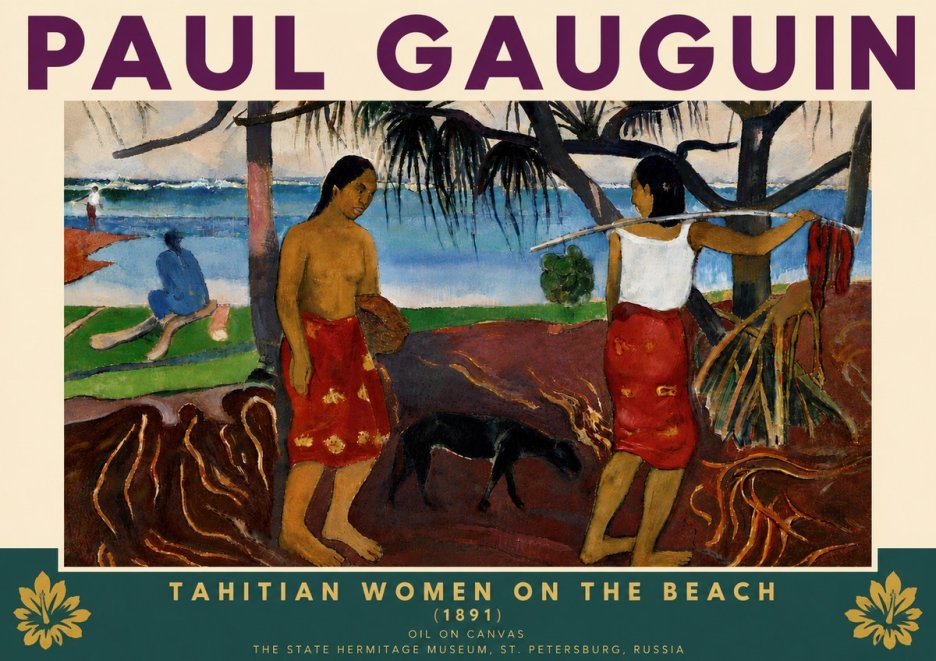 Paul Gauguin Tahitian Women on the Beach (1891) No6 - Affiche