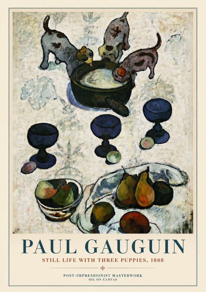Paul Gauguin Still Life with Three Puppies, 1888 No3 - Affiche