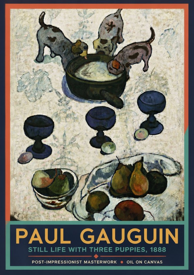 Paul Gauguin Still Life with Three Puppies, 1888 No4 - Affiche