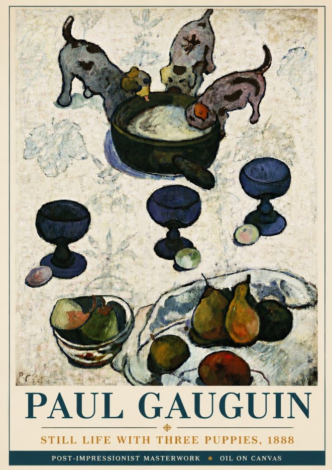 Paul Gauguin Still Life with Three Puppies, 1888 No5 - Affiche