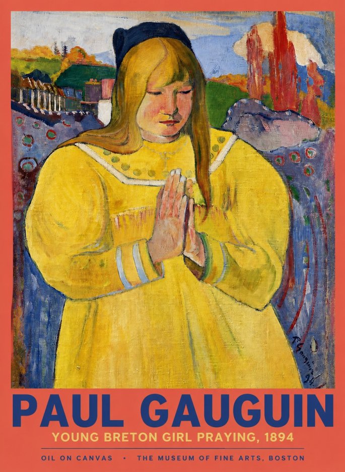Paul Gauguin Young Breton Girl Praying, 1894 No2 - Affiche