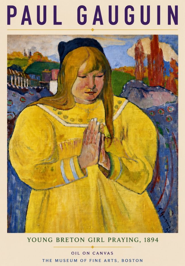 Paul Gauguin Young Breton Girl Praying, 1894 No4 - Affiche