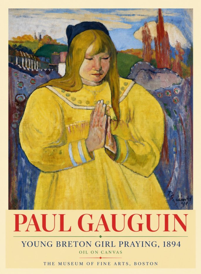 Paul Gauguin Young Breton Girl Praying, 1894 No6 - Affiche