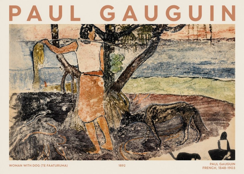 Paul Gauguin Woman with Dog (Te Faaturuma) No1 - Affiche
