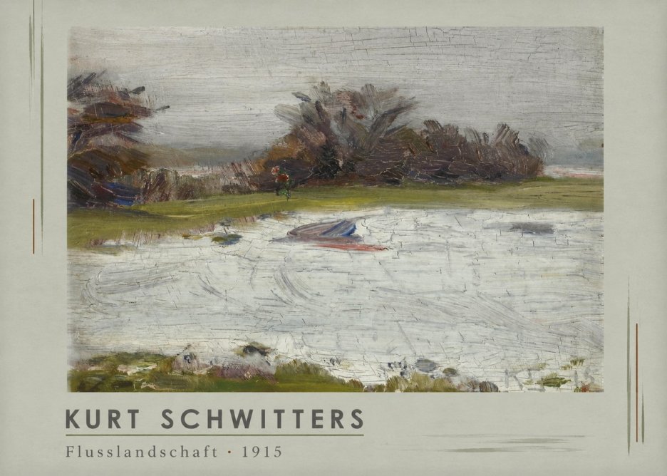 Kurt Schwitters Flusslandschaft No1 - Affiche