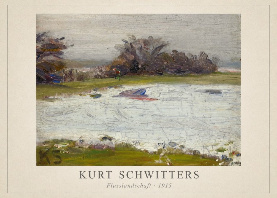 Kurt Schwitters Flusslandschaft No5 - Affiche