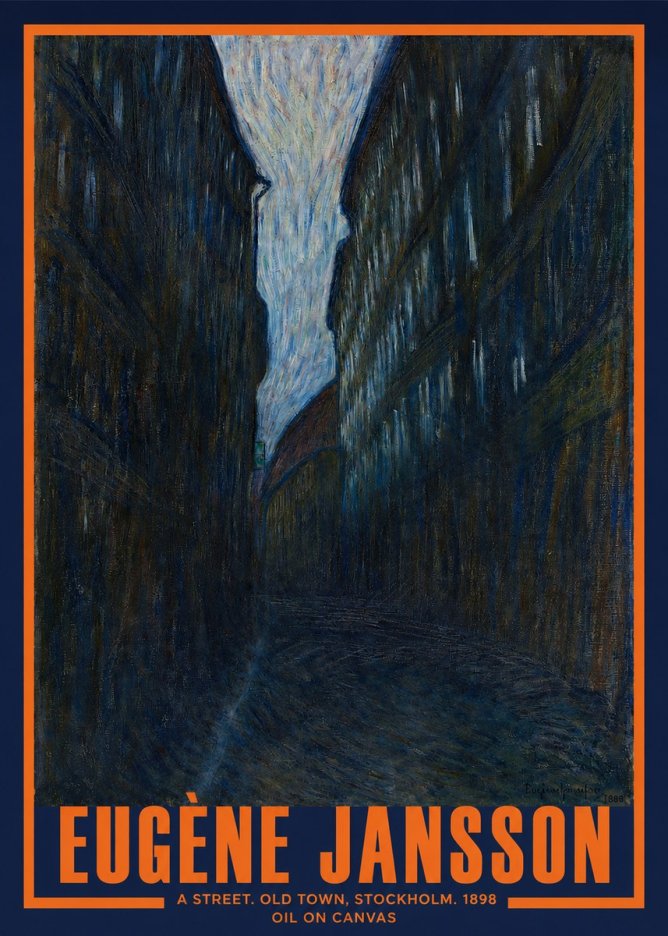 Eugène Jansson A Street. Old Town, Stockholm. 1898 No2 - Affiche