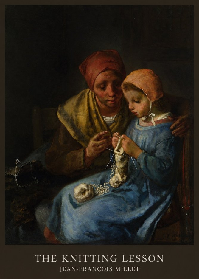 Jean-François Millet The Knitting Lesson I No5 - Affiche