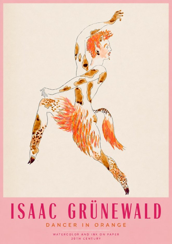 Isaac Grünewald Dancer in Orange No3 - Affiche