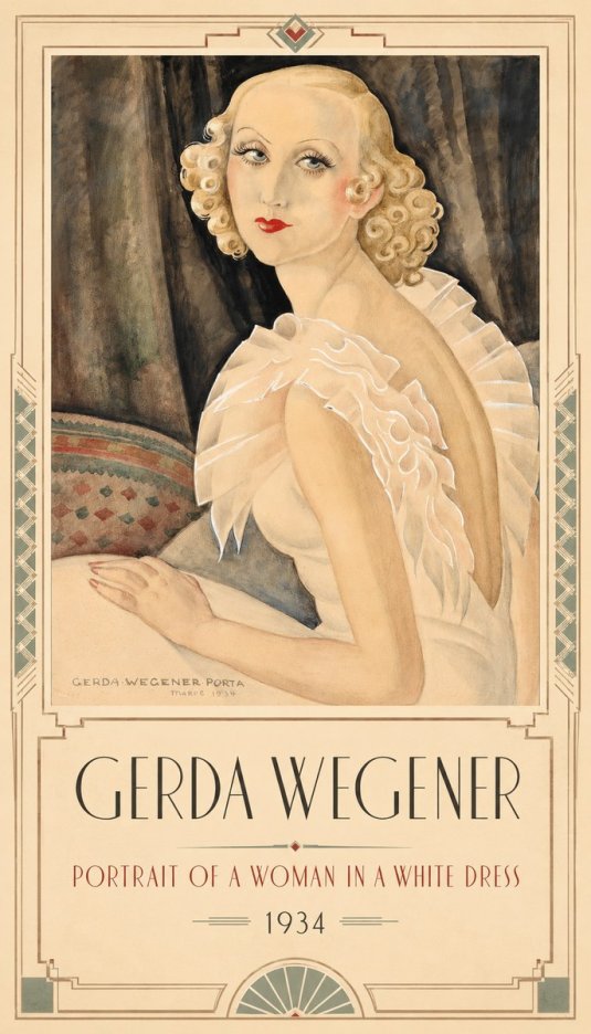 Gerda Wegener Portrait of a Woman in a White Dress No1 - Affiche