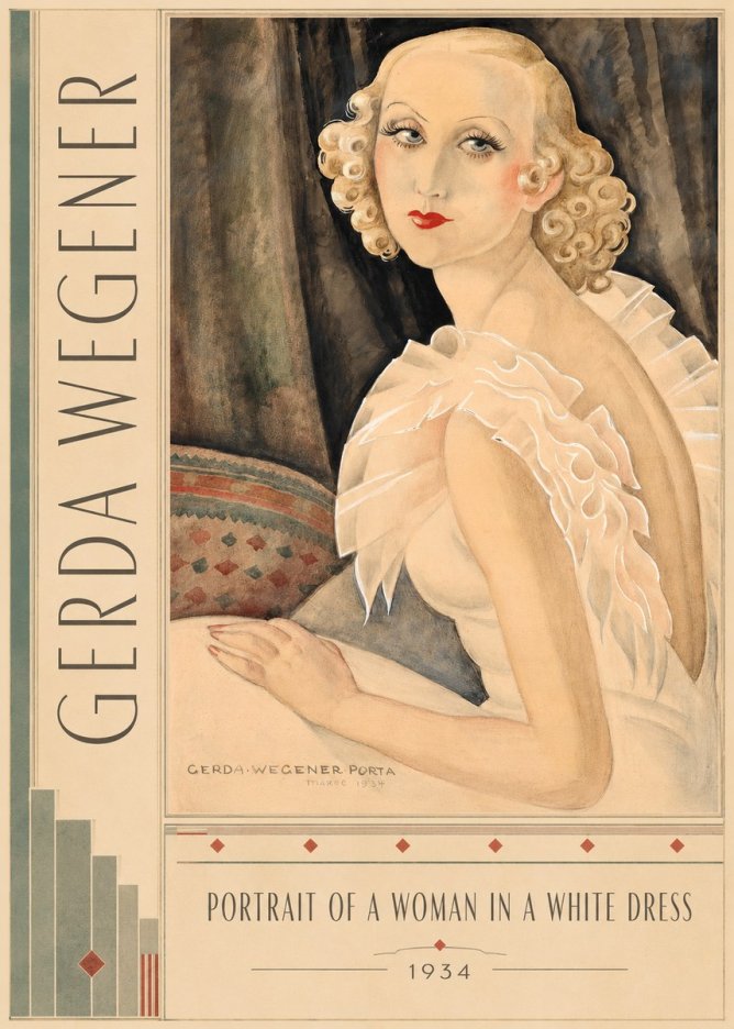 Gerda Wegener Portrait of a Woman in a White Dress No2 - Affiche