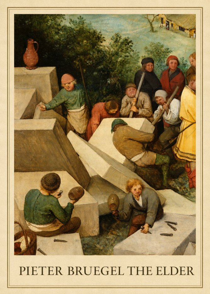 Pieter Bruegel The Tower of Babel V No1 - Affiche