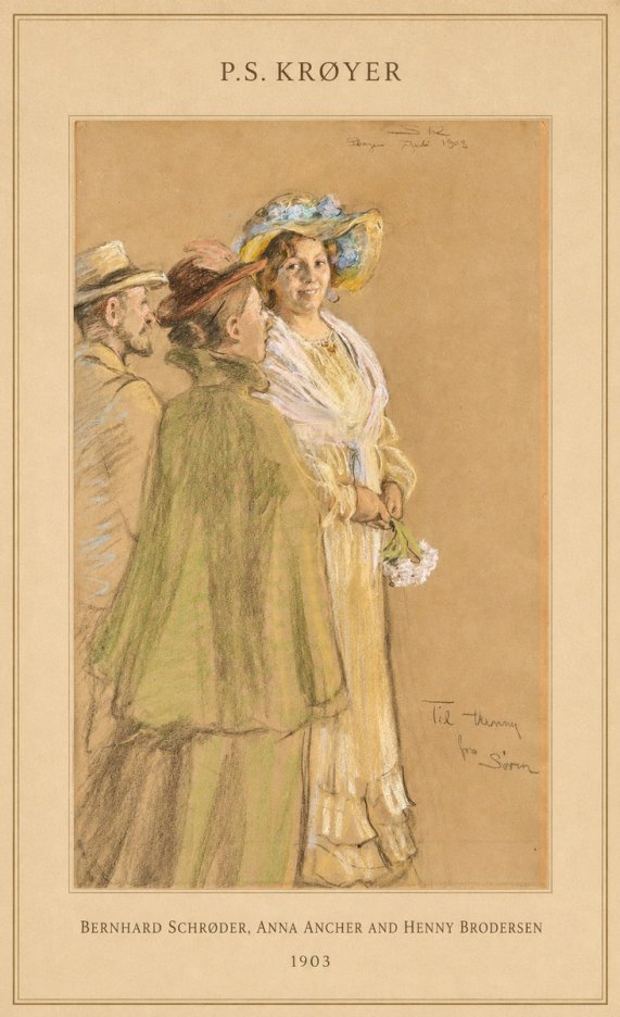 P.S. Krøyer Bernhard Schrøder, Anna Ancher and Henny Brodersen No4 - Affiche