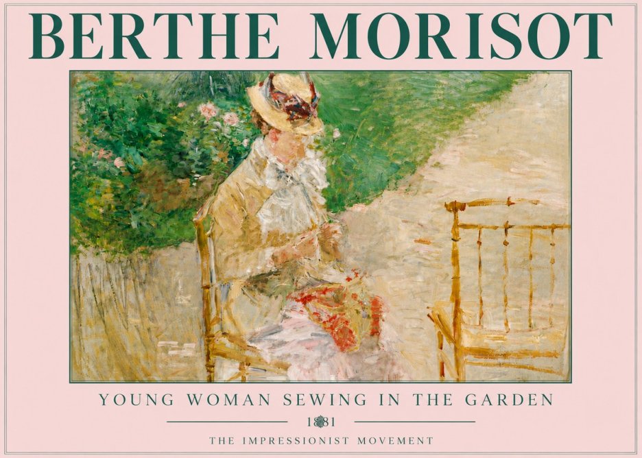 Berthe Morisot Young Woman Sewing in the Garden No5 - Affiche