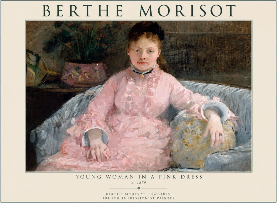 Berthe Morisot Young Woman in a Pink Dress I No1 - Affiche