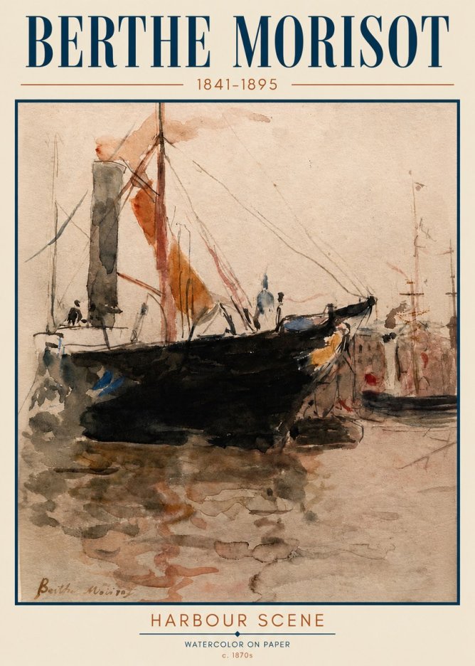 Berthe Morisot Harbour Scene No3 - Affiche