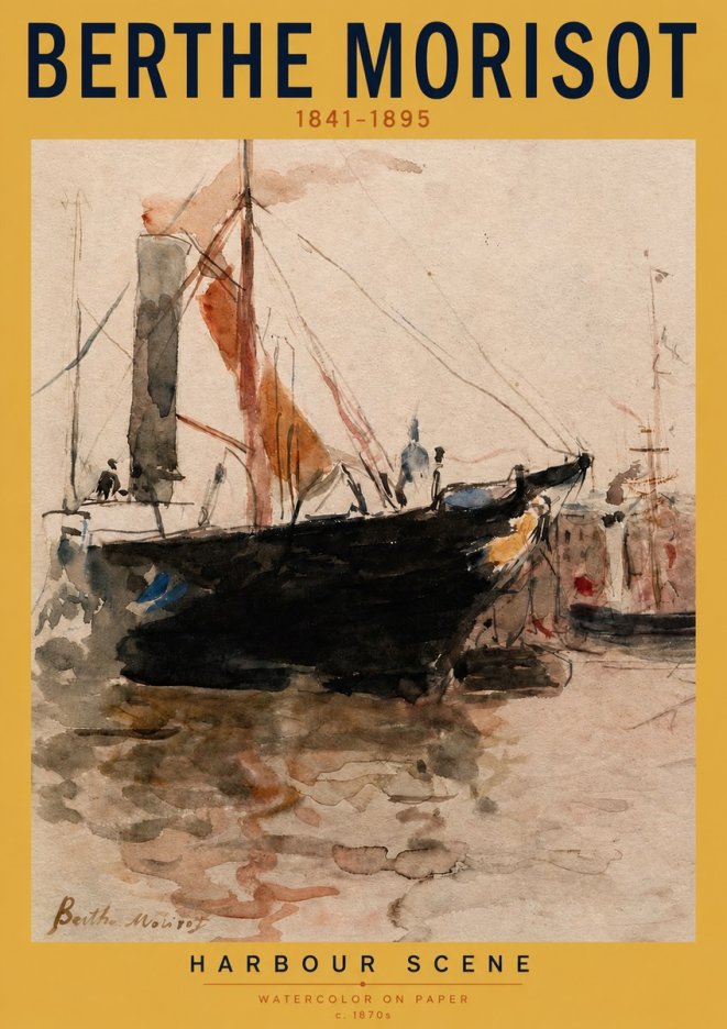 Berthe Morisot Harbour Scene No4 - Affiche