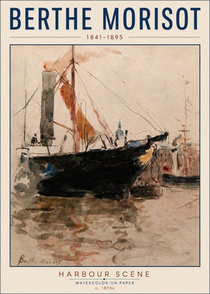 Berthe Morisot Harbour Scene No5 - Affiche