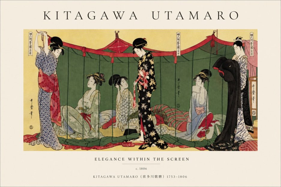Kitagawa Utamaro Elegance Within the Screen No3 - Affiche