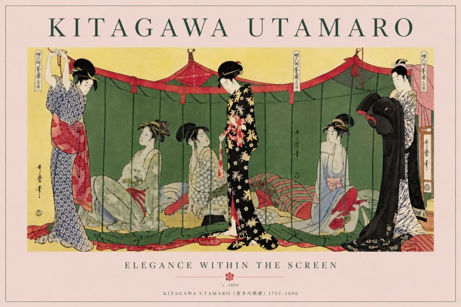 Kitagawa Utamaro Elegance Within the Screen No6 - Affiche