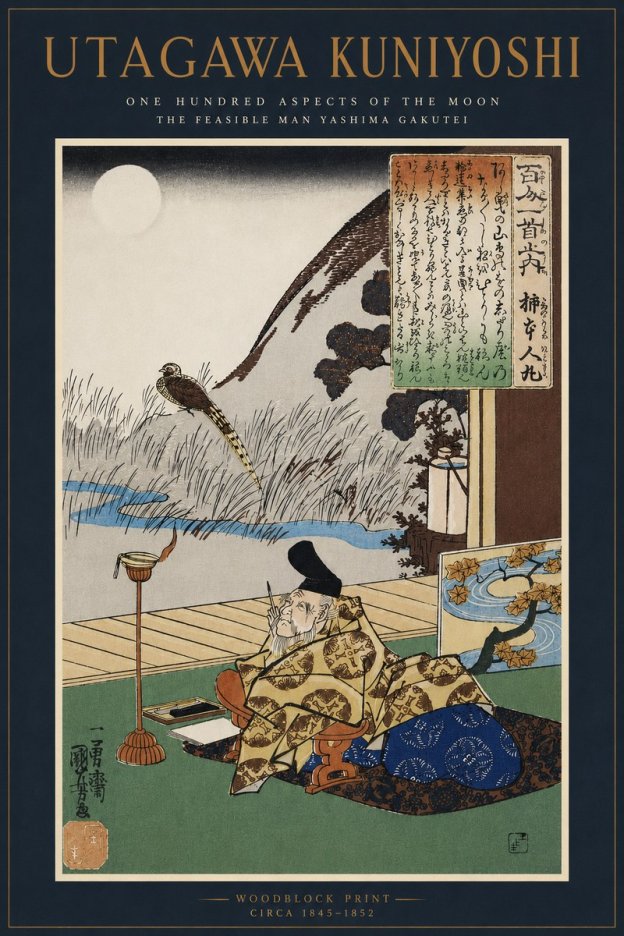 Utagawa Kuniyoshi The Feasible Man Yashima Gakutei No5 - Affiche