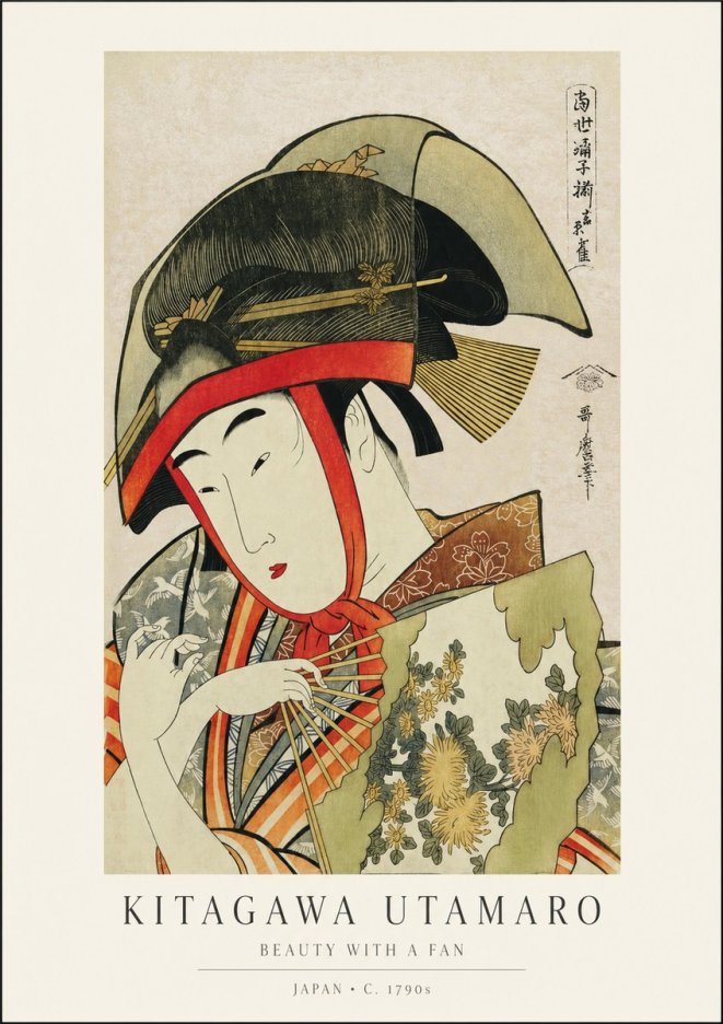 Kitagawa Utamaro Beauty with a Fan I No1 - Affiche