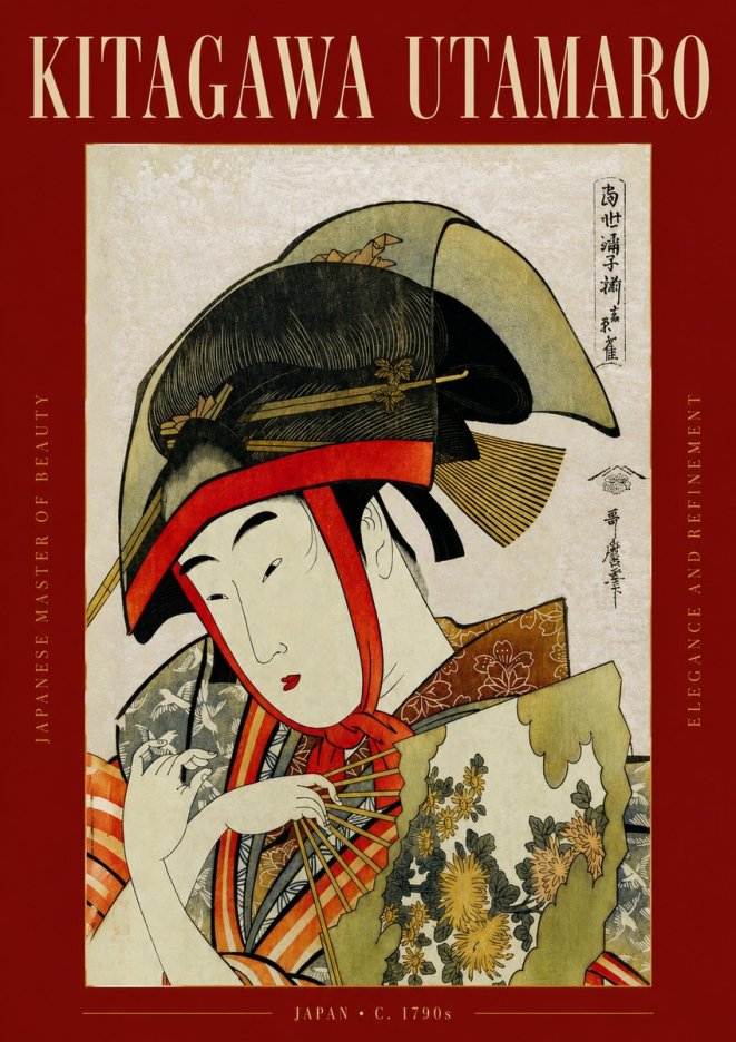 Kitagawa Utamaro Beauty with a Fan I No3 - Affiche