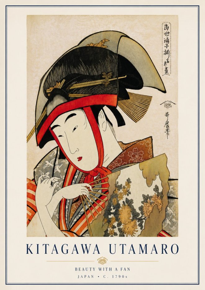 Kitagawa Utamaro Beauty with a Fan I No6 - Affiche