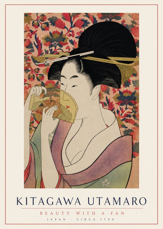 Kitagawa Utamaro Beauty with a Fan II No3 - Affiche