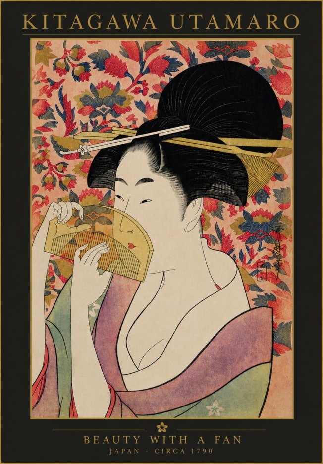 Kitagawa Utamaro Beauty with a Fan II No4 - Affiche