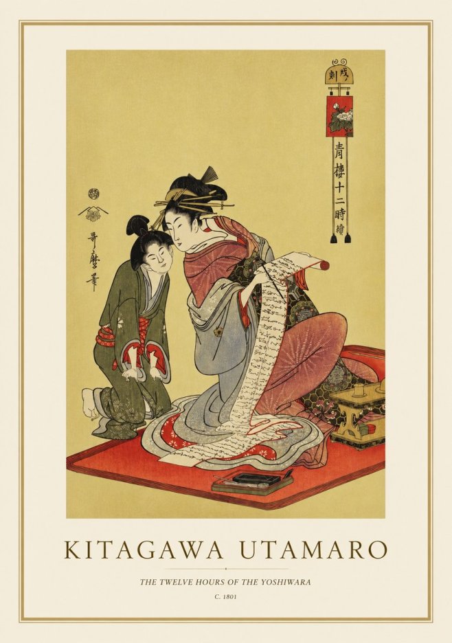 Kitagawa Utamaro The Twelve Hours of the Yoshiwara No1 - Affiche