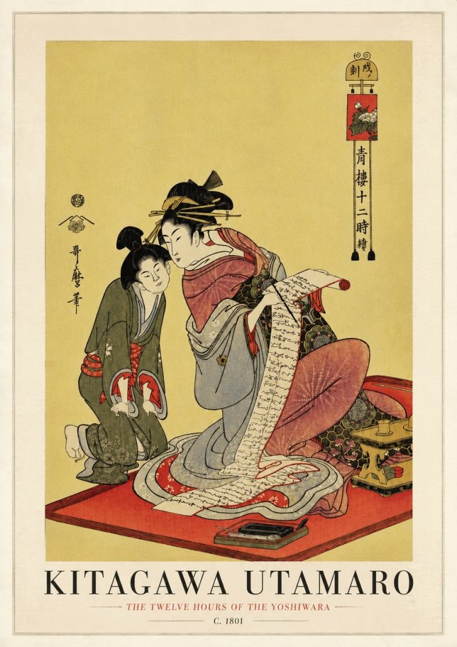 Kitagawa Utamaro The Twelve Hours of the Yoshiwara No3 - Affiche