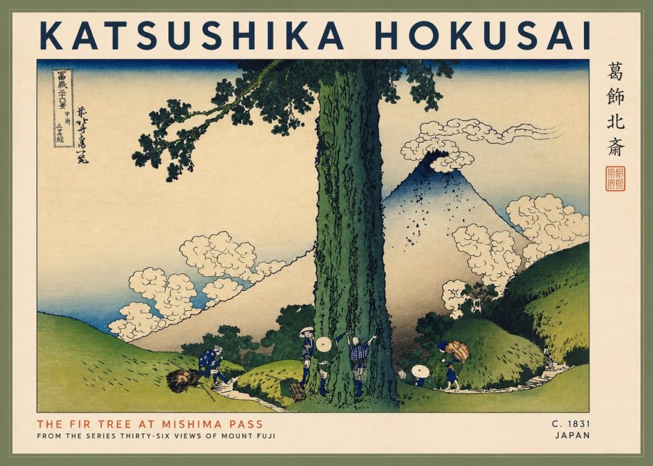 Katsushika Hokusai The Fir Tree at Mishima Pass No2 - Affiche